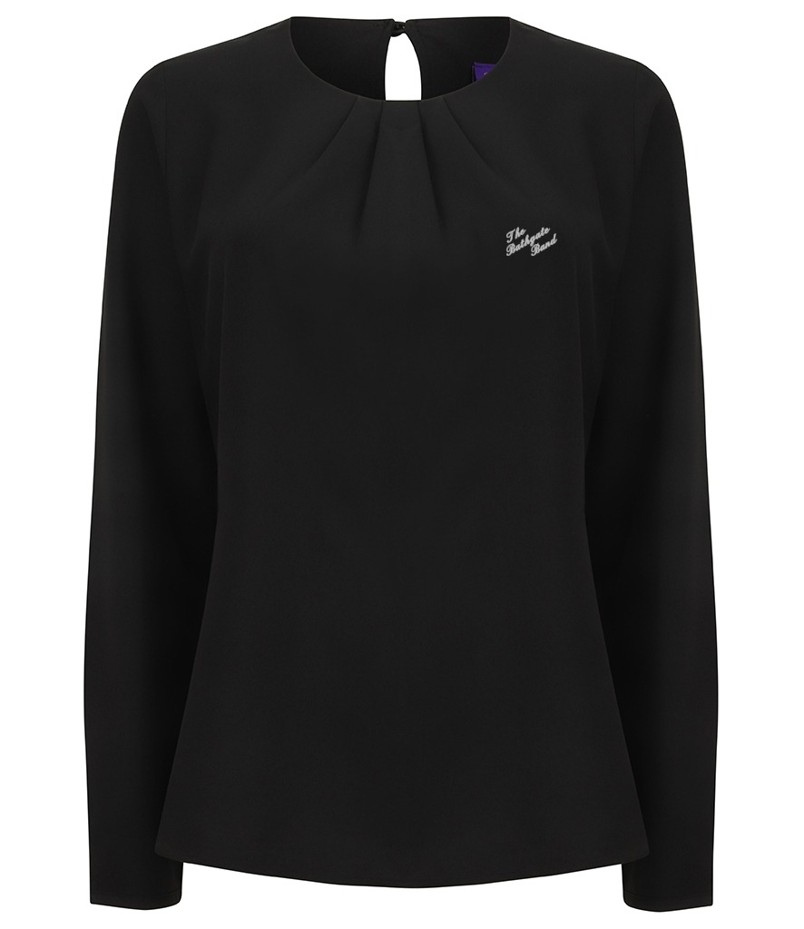 Henbury Ladies Pleat Front Long Sleeve Blouse (Bathgate Band)